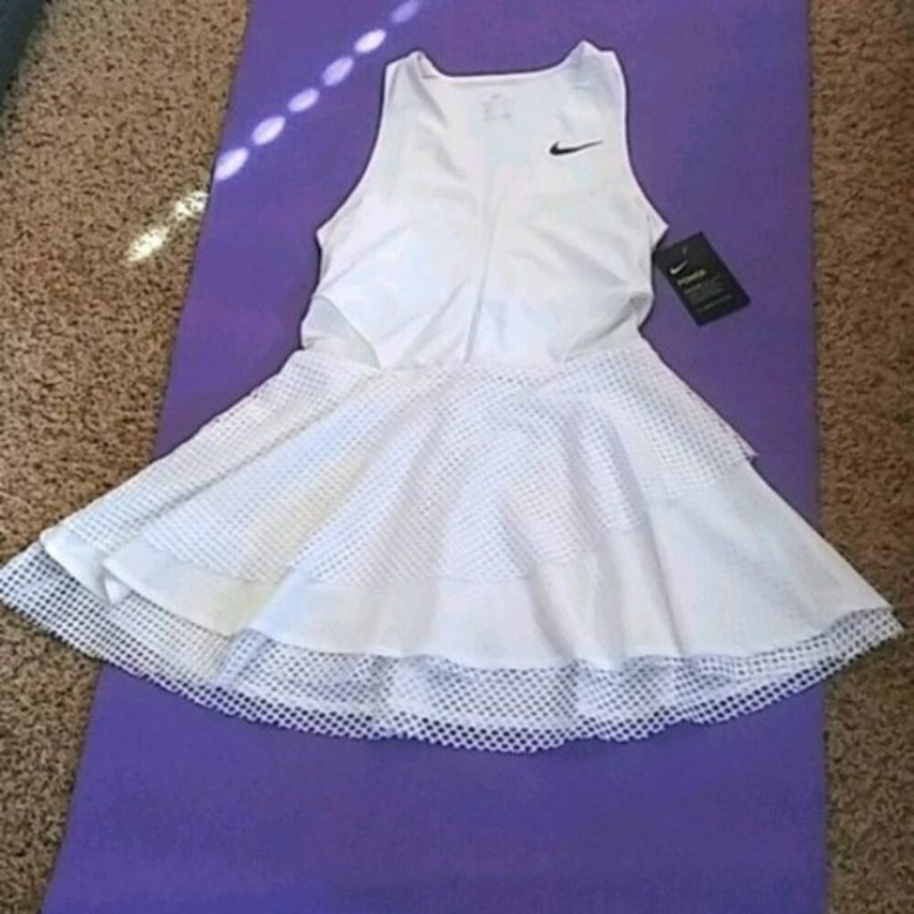 Nwt Nike STUNNING White Tennis Dress mesh skirt XS - Picture 7 of 13